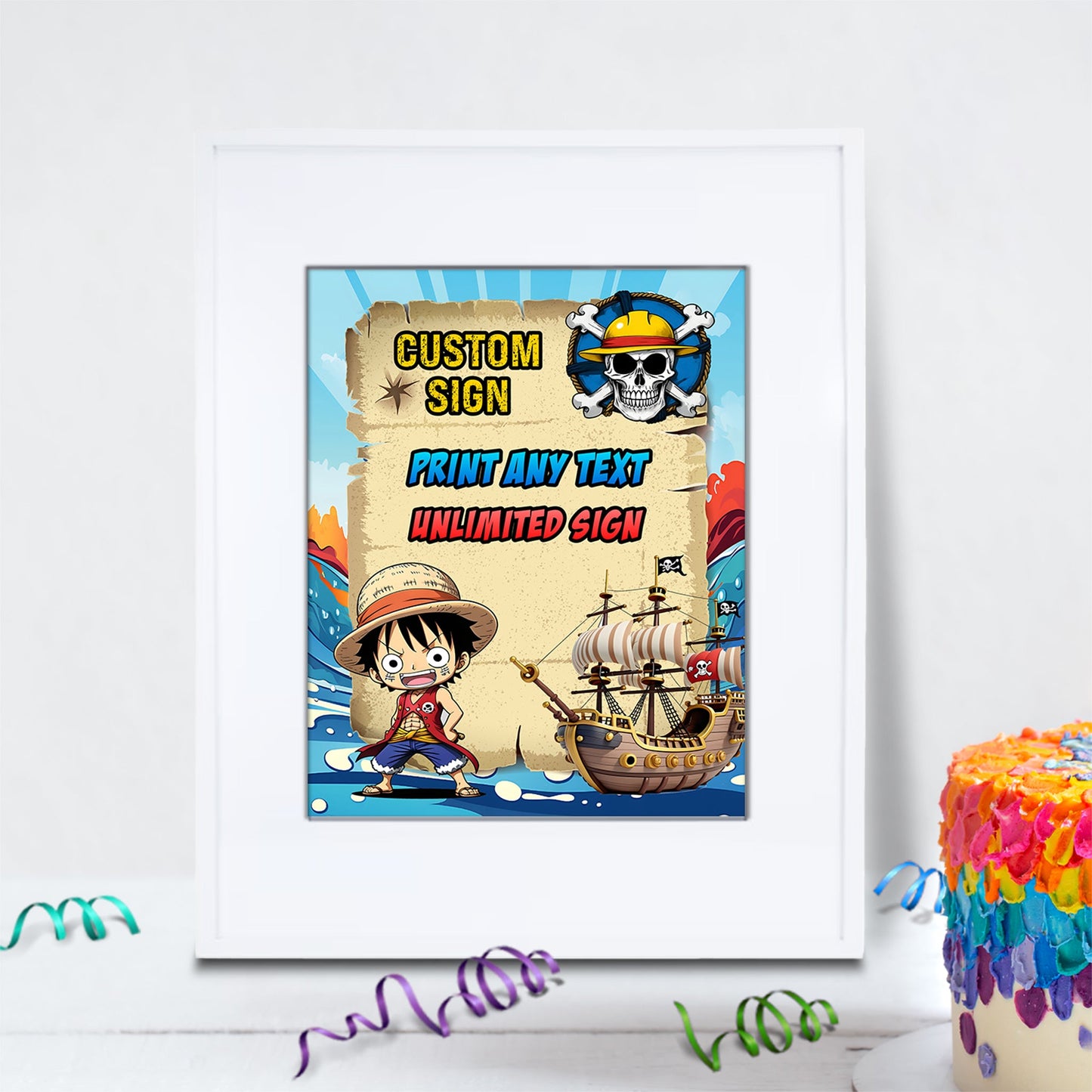 One Piece Birthday Decorations, One Piece Manga Series Party Supplies, Monkey D. luffy Themed, One Piece Anime Digital Template, Editable One Piece Image SVG PNG