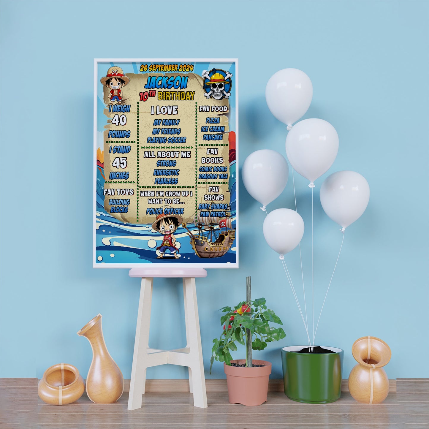 One Piece Birthday Decorations, One Piece Manga Series Party Supplies, Monkey D. luffy Themed, One Piece Anime Digital Template, Editable One Piece Image SVG PNG