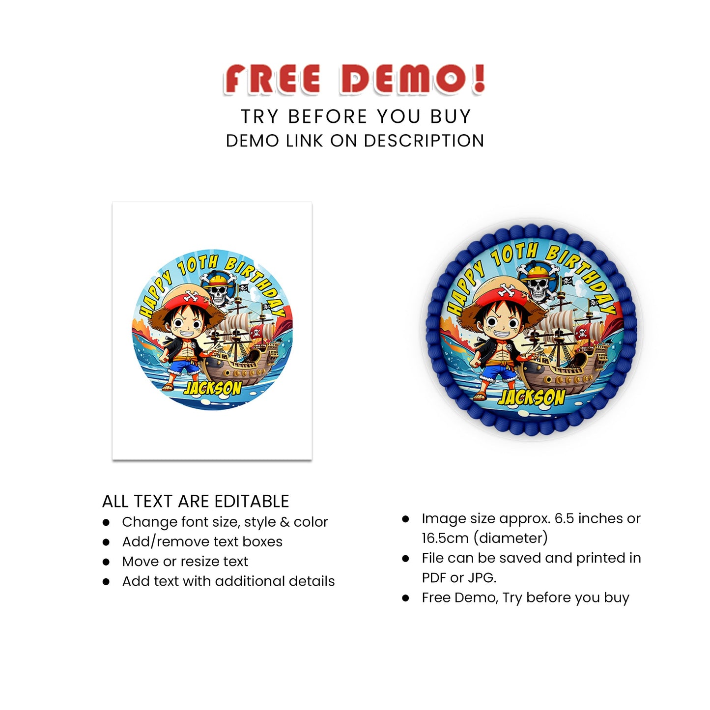 Round Sheet Cake Images from One Piece - Personalized for Your Special Occasions