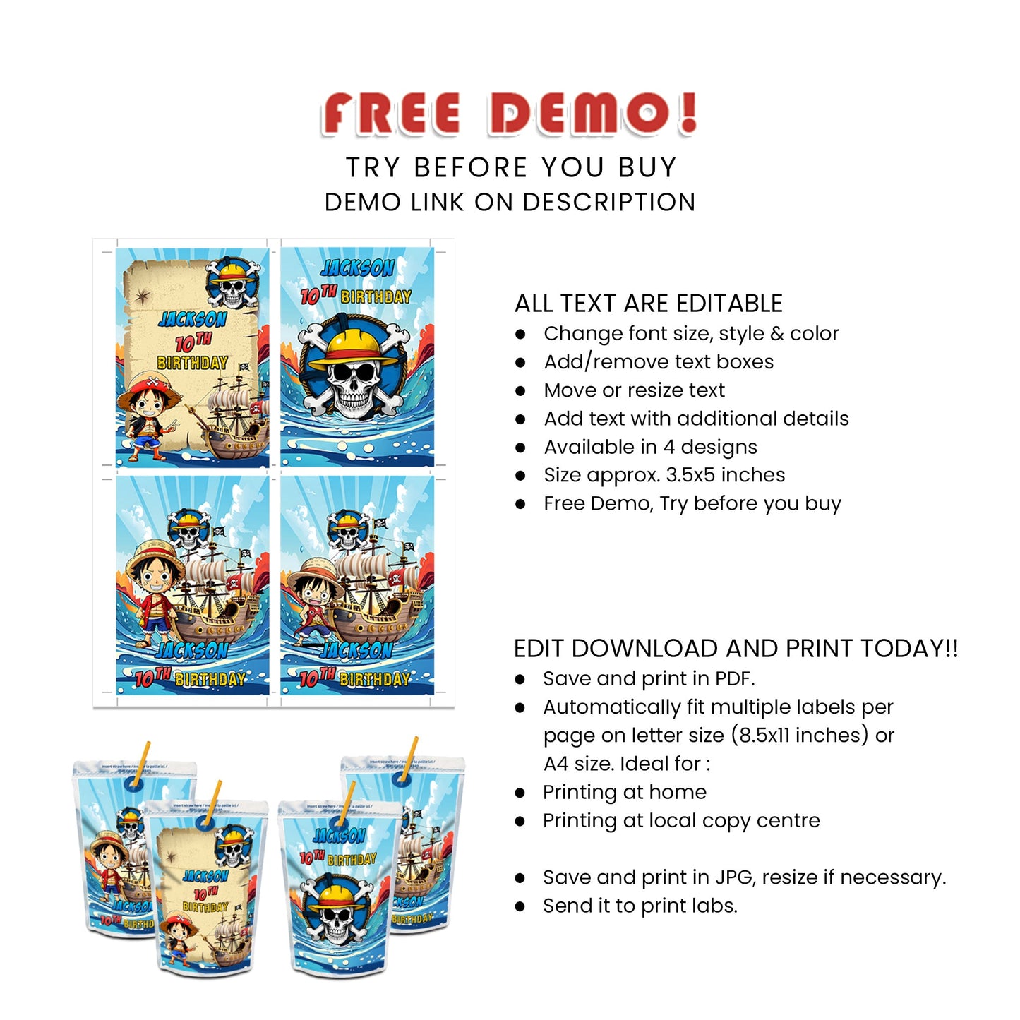 Juice Pouch Label from One Piece - Add a Personal Touch to Your Beverages