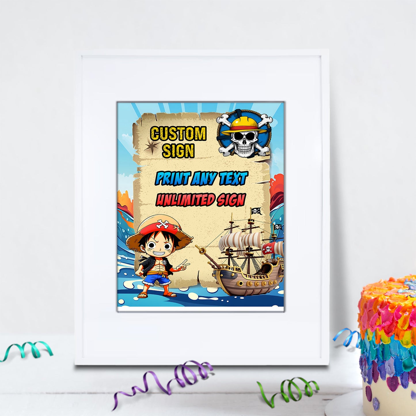 One Piece Birthday Decorations, One Piece Manga Series Party Supplies, Monkey D. luffy Themed, One Piece Anime Digital Template, Editable One Piece Image SVG PNG