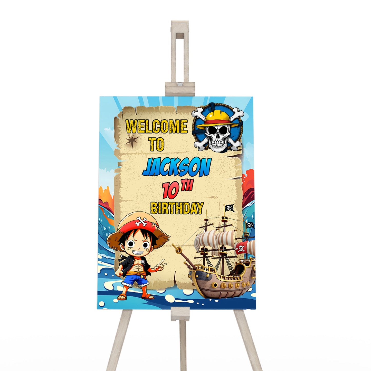 Welcome Sign with One Piece Manga Series Theme