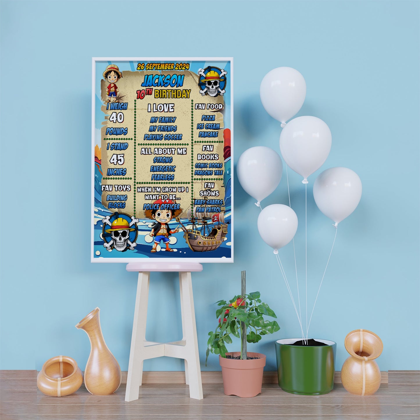 One Piece Birthday Decorations, One Piece Manga Series Party Supplies, Monkey D. luffy Themed, One Piece Anime Digital Template, Editable One Piece Image SVG PNG