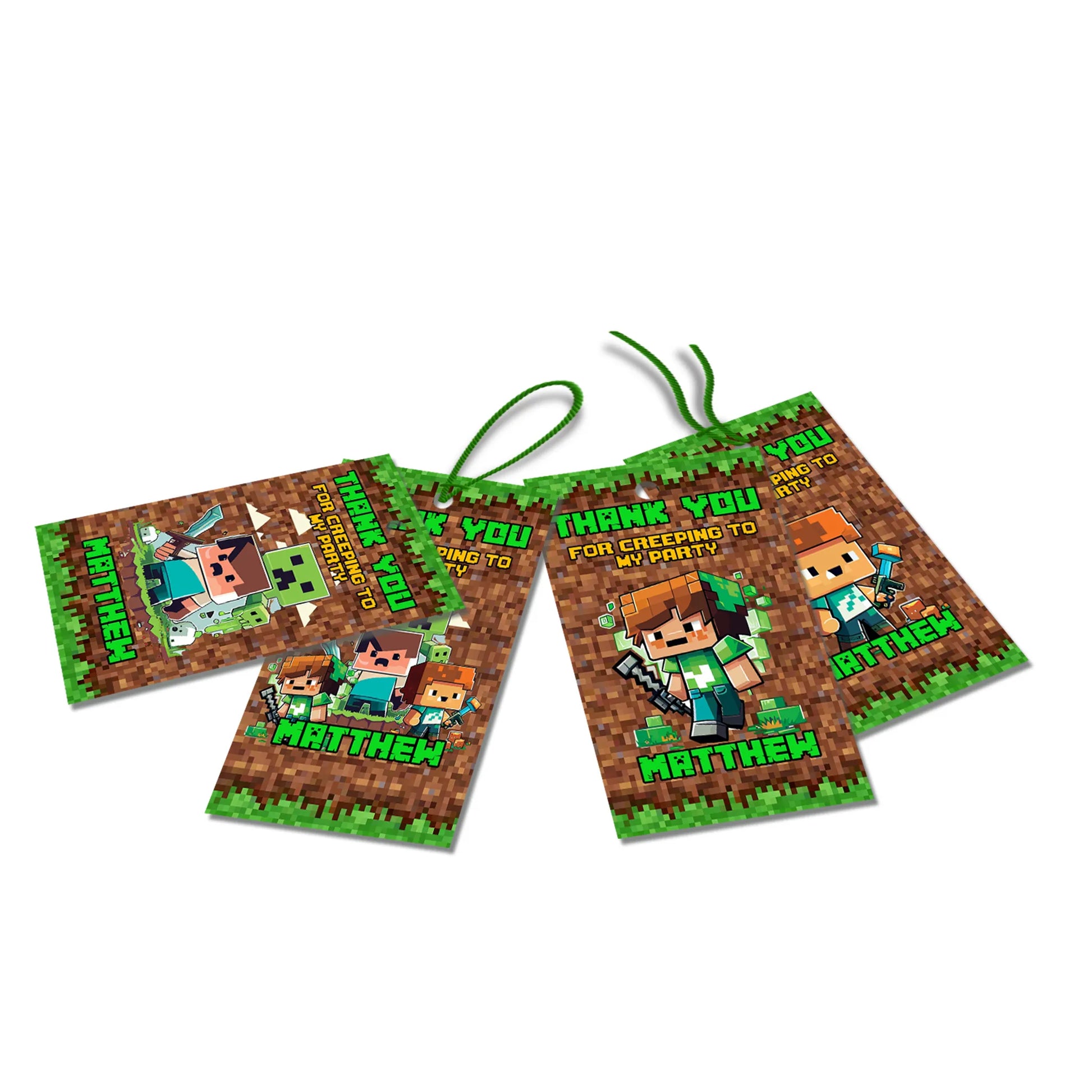 Minecraft thank you tags for personalized party favors
