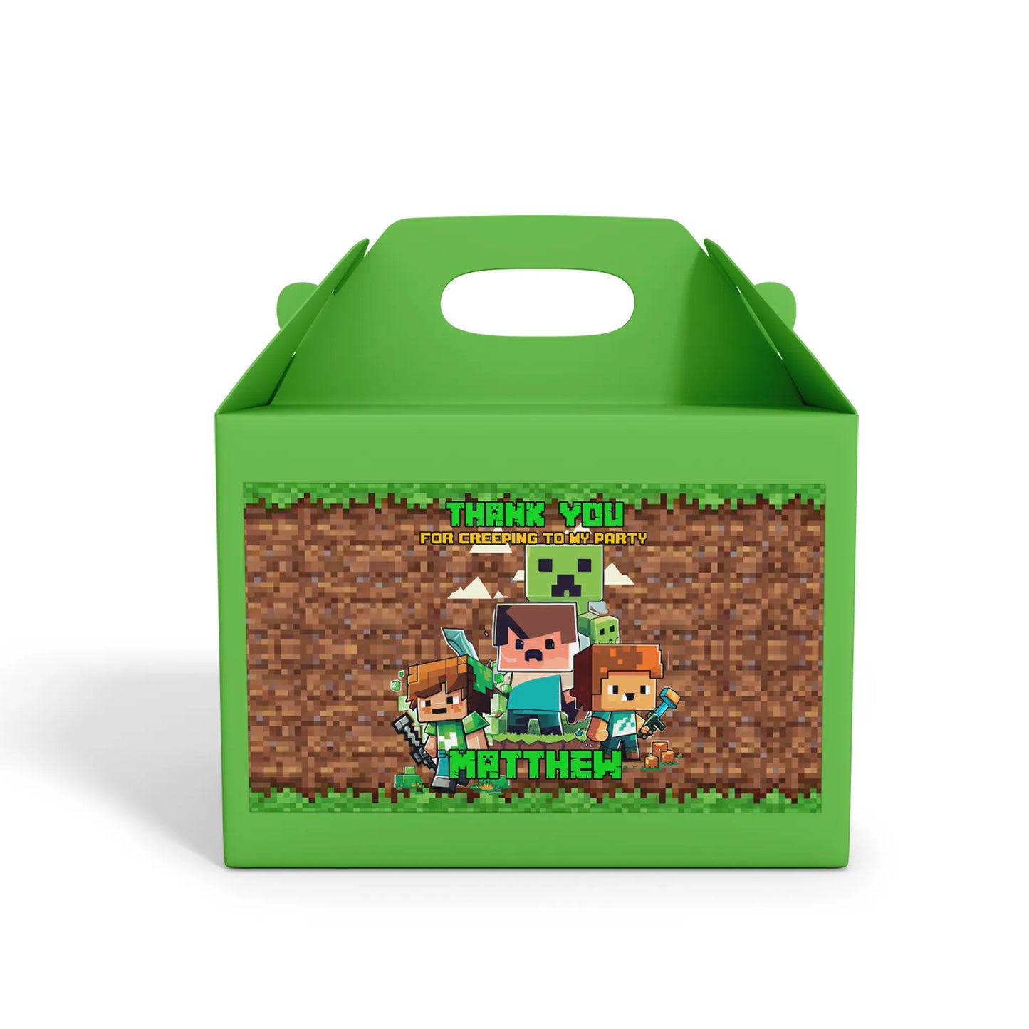Minecraft treat box label for personalized party favors