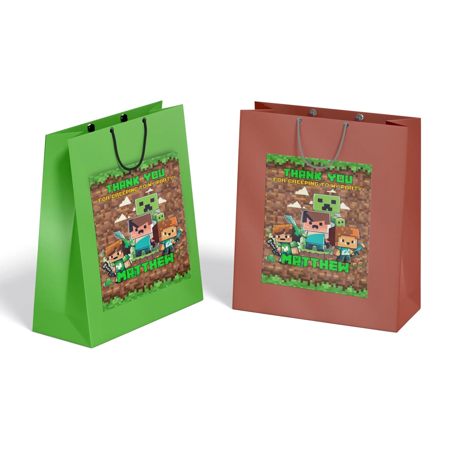 Minecraft goodie bag label for themed party favor bags