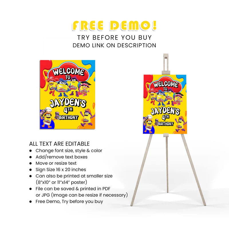 Play Doh Welcome Sign – Personalized Party Entrance Poster