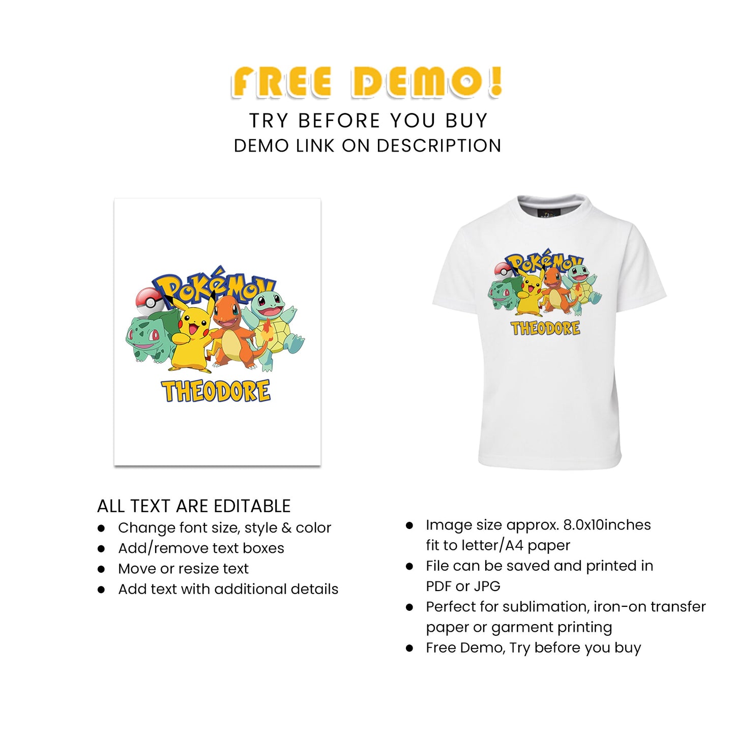 Wear Your Pokemon Pride with Custom Sublimation T-Shirts - Exclusive Designs