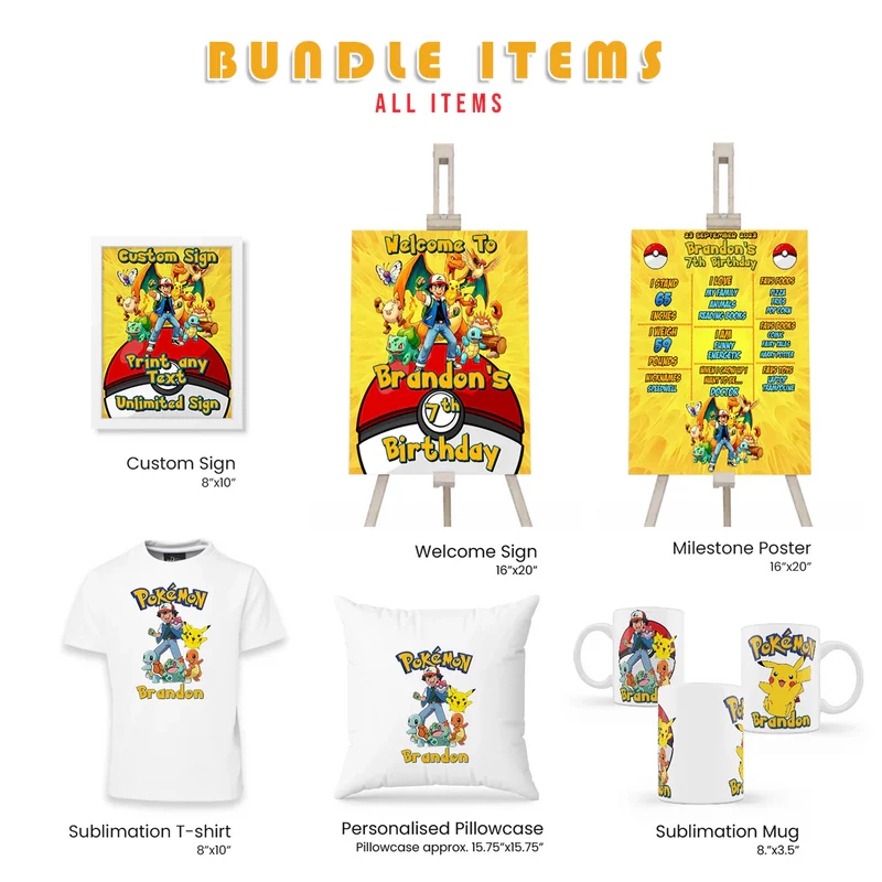 Buy Pokemon Personalized Party Pack Bundle Digital Template