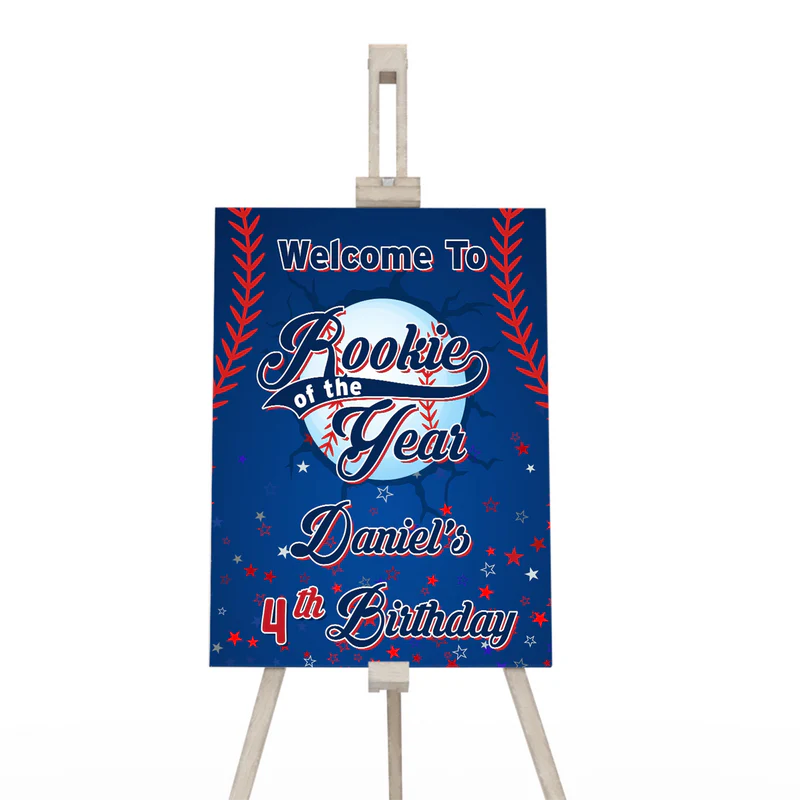 rookie of the year welcome sign for birthday entrance