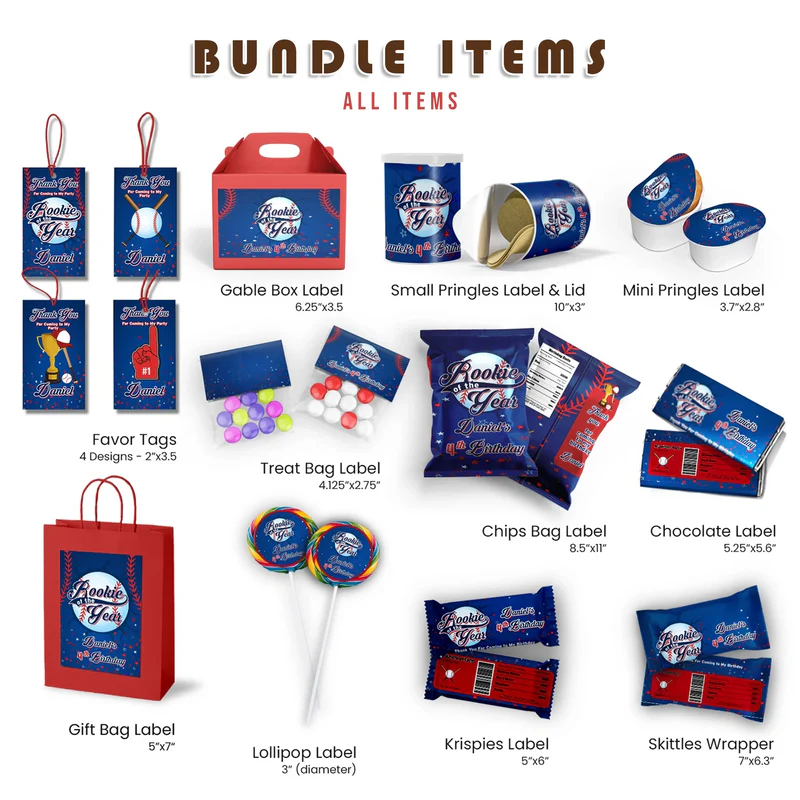 Rookie of The Year Birthday Decorations, MVP Sport Party Supplies, Baseball Themed, Rookie of the Year Digital Template, Editable Rookie of the Year Image SVG PNG