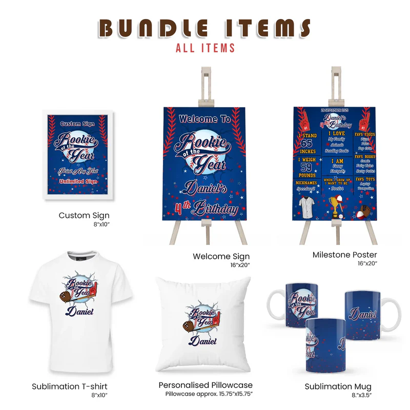 Rookie of the Year Digital Party Pack Template | Editable Bundle | Instant Download