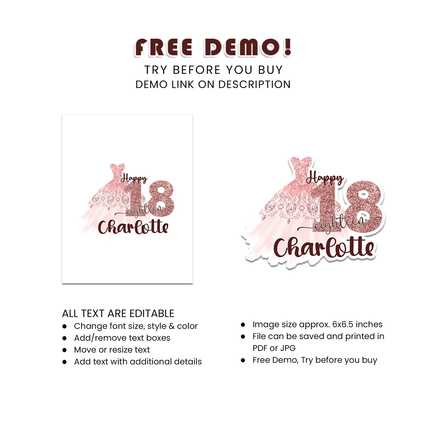 Rose Gold Personalized Cake Toppers - Custom Party Decoration