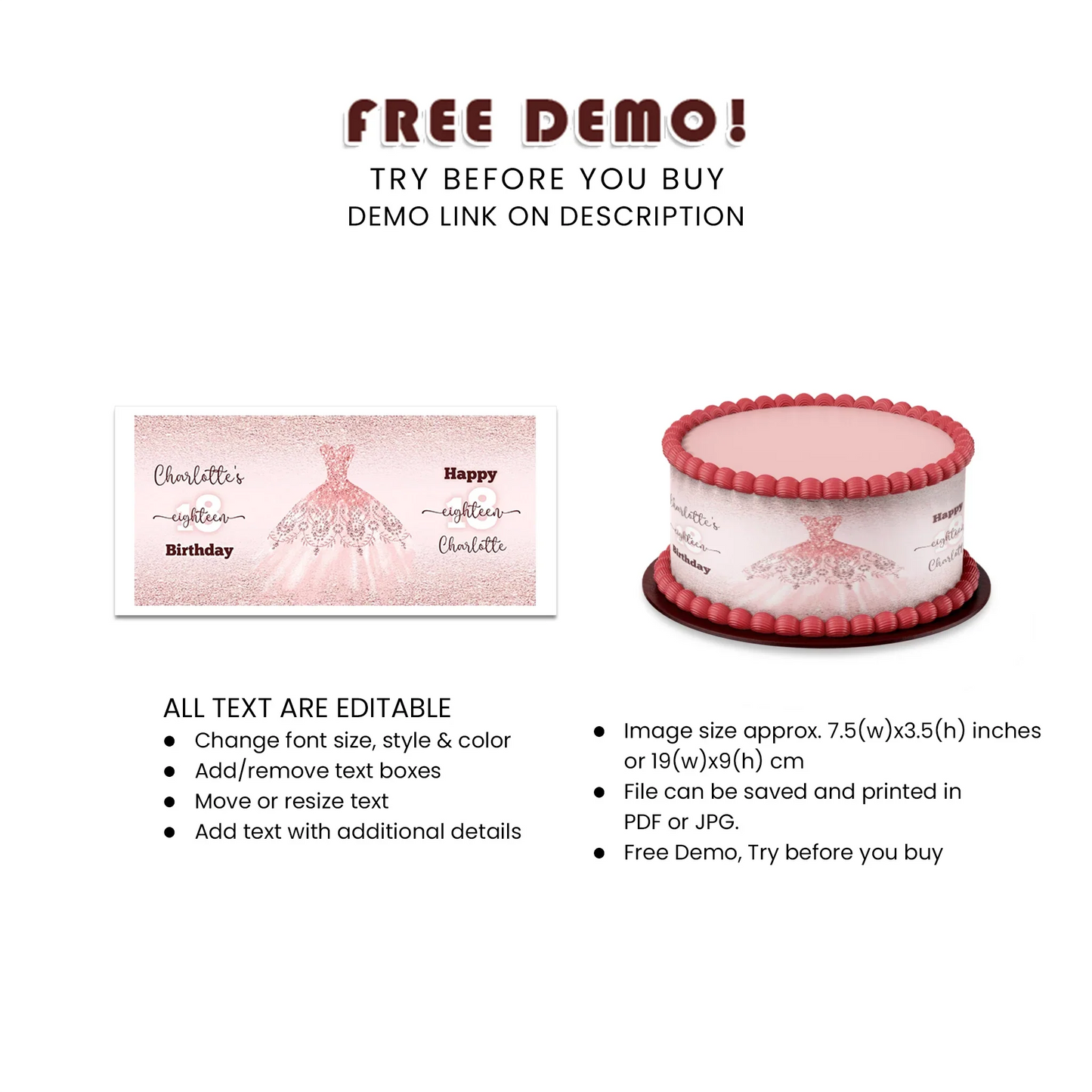 Rose Gold Personalized Cake Strips