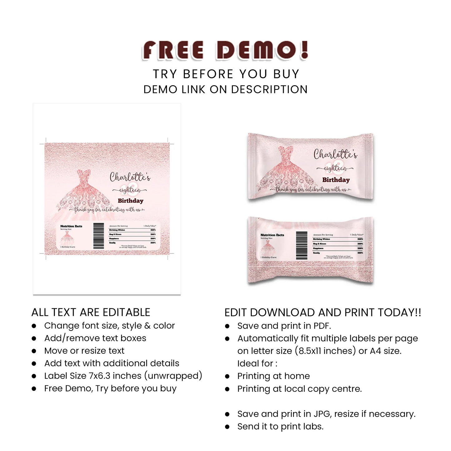 Rose Gold Skittles Label - Personalized Candy Label