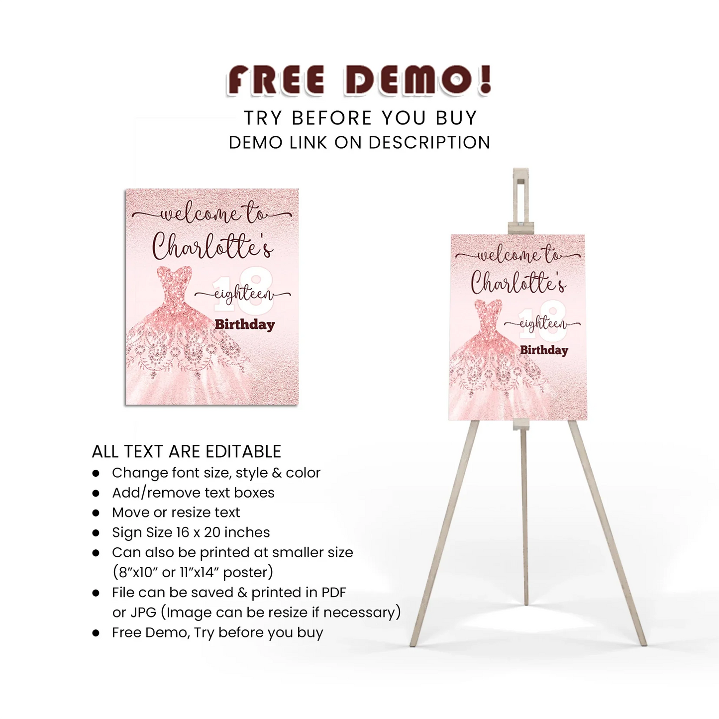 Rose Gold Welcome Sign - Custom Event Decoration