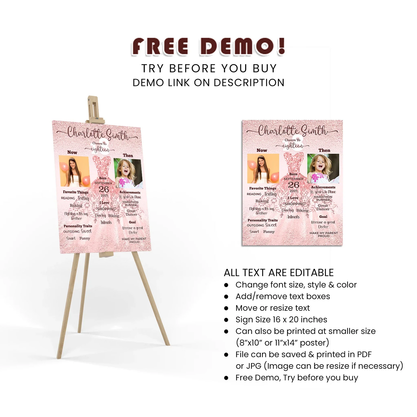 Rose Gold Milestone Poster - Personalized Birthday Keepsake