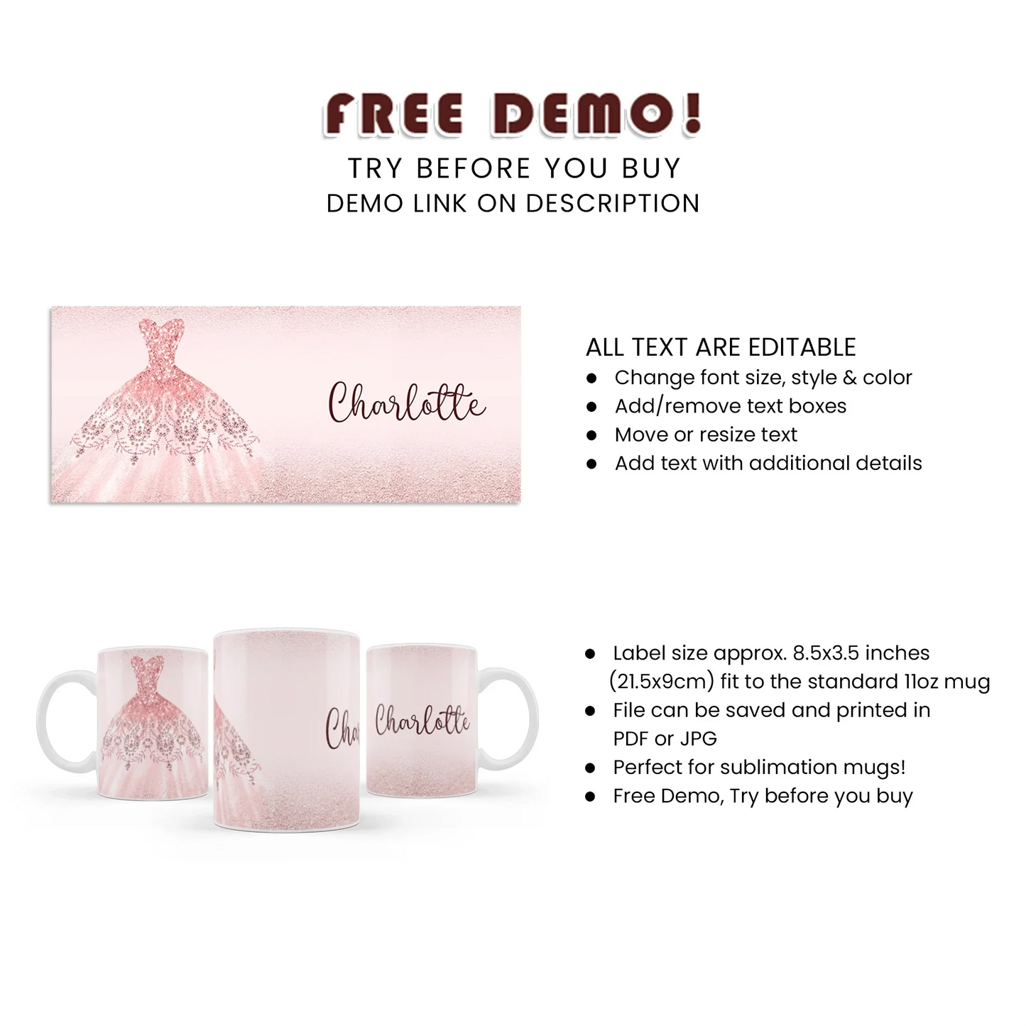Rose Gold Sublimation Mug - Custom Printed Gift