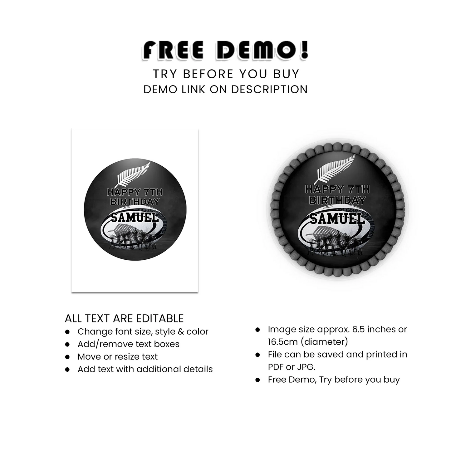 Rugby Personalized Icing Sheet Cake Images