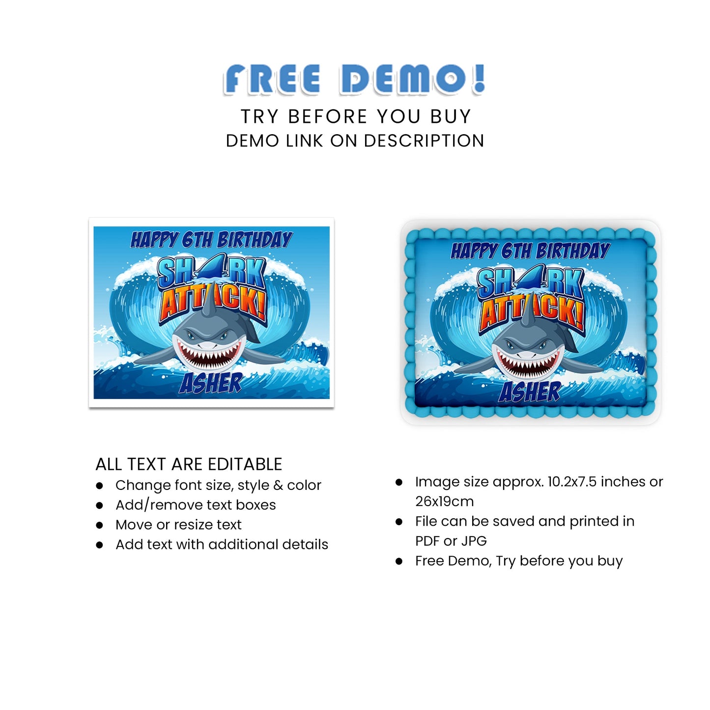 Customizable Shark Cake Images for Rectangle Cakes - Add a Splash to Your Celebration