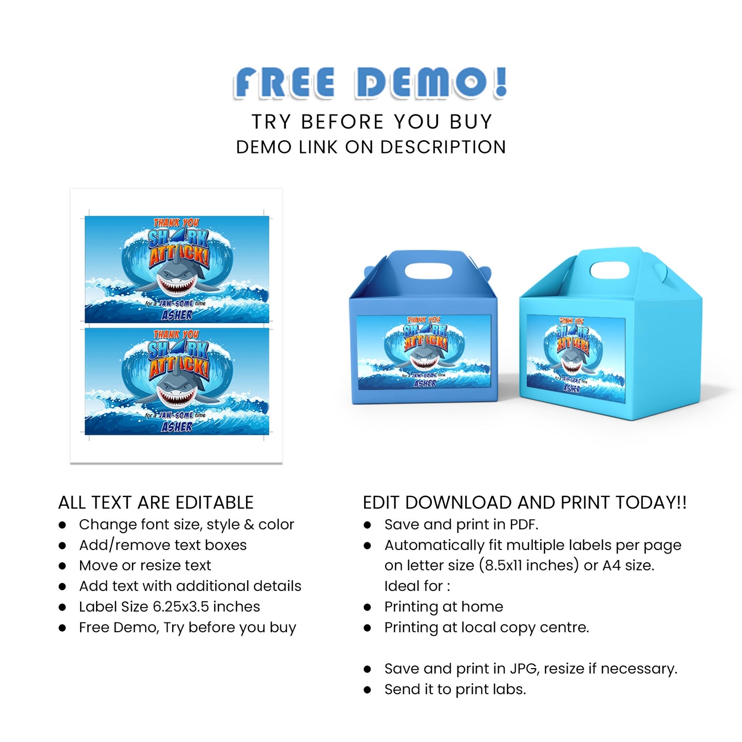 Shark Treat Box Labels - Pack a Punch of Excitement