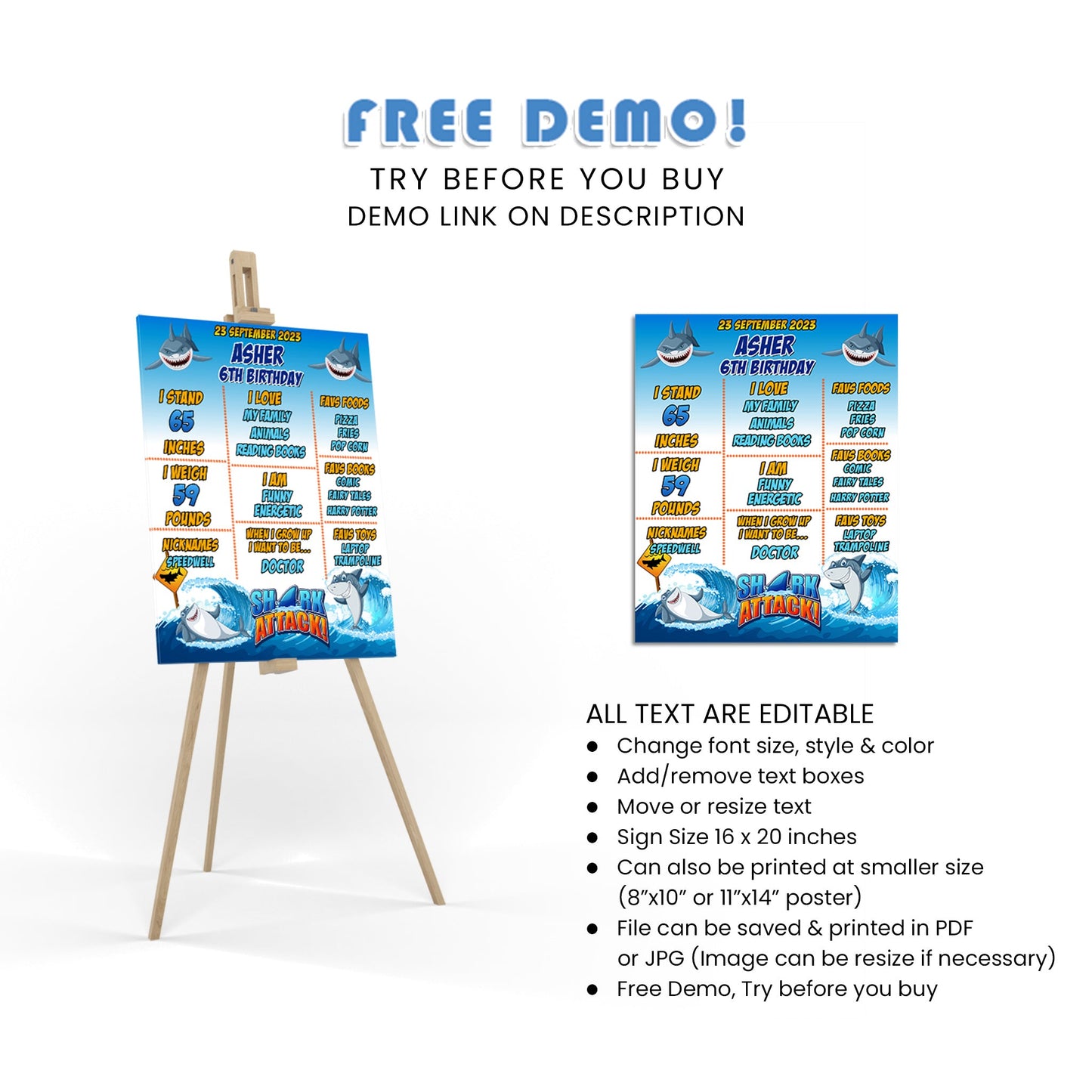 Shark Milestone Posters - Celebrate the Big Day with a Personalized Poster