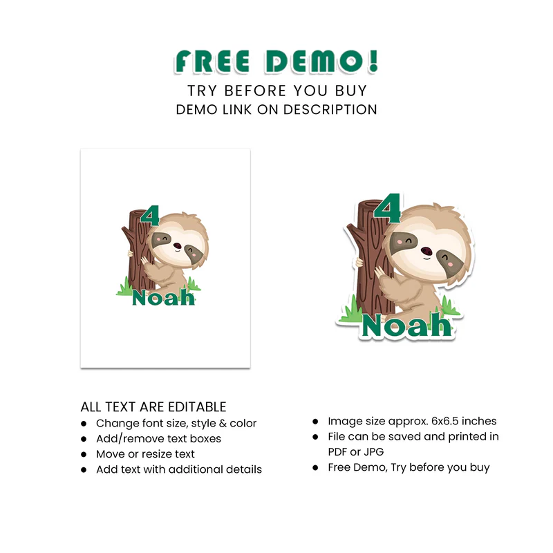 Sloth Cake Toppers Personalized Party Decoration