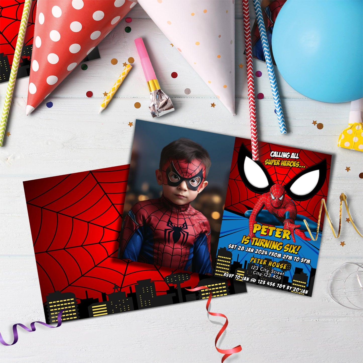 Spiderman Birthday Decorations, Spiderman Marvel Party Supplies, Super Heroes Themed, Spider-Man Digital Template, Editable Spiderman Image SVG PNG