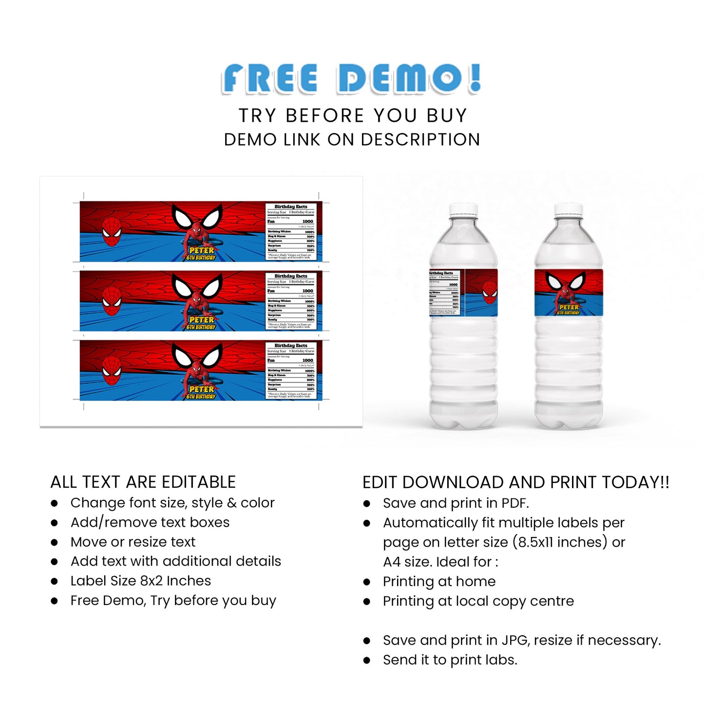 Hydrate Your Guests in Style with Spiderman Water Bottle Labels