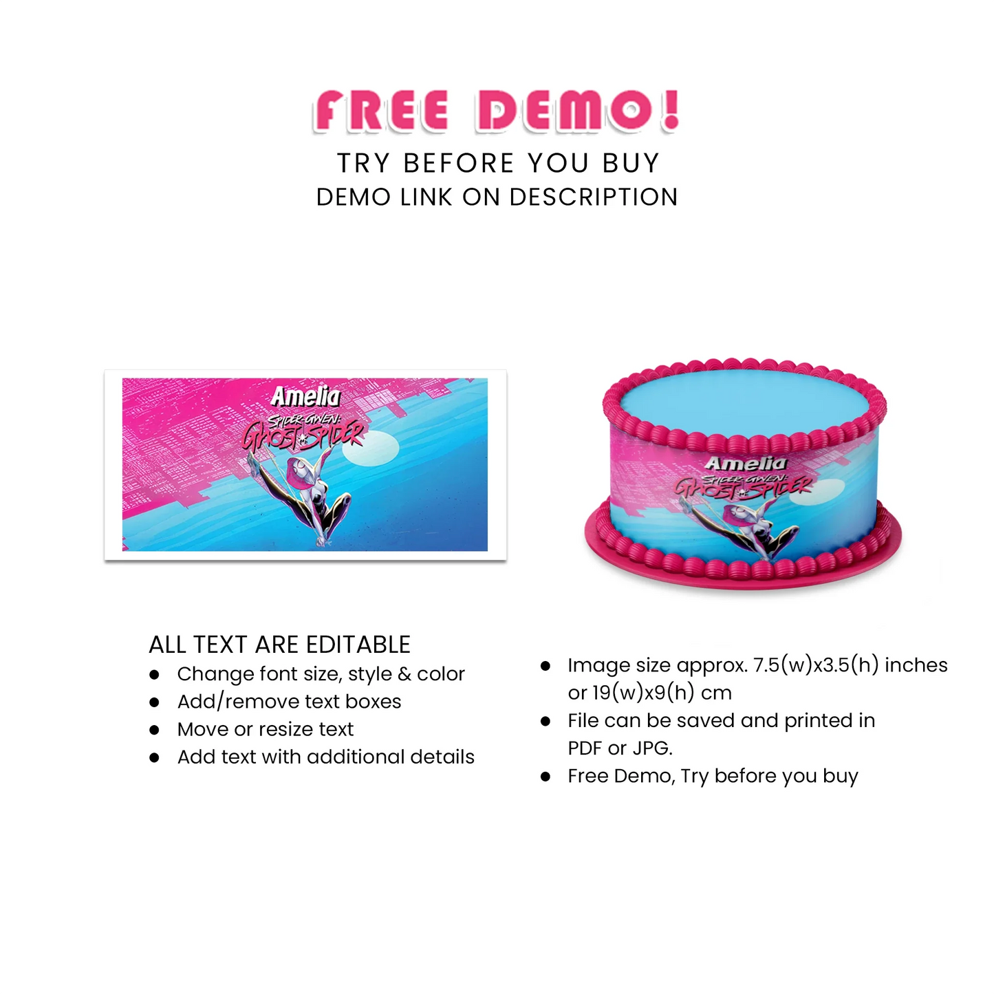 Best Spider-Woman Personalized Cake Strips Image