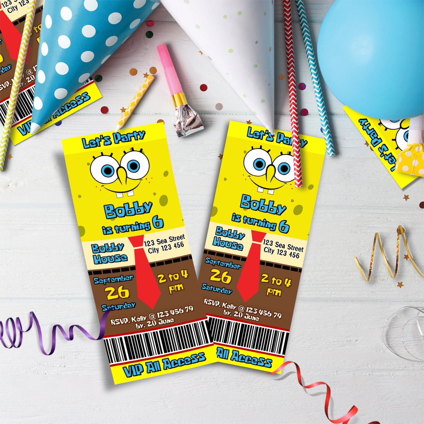 Spongebob SquarePants Birthday Decorations, Mr. Krabs Party Supplies, Patrick Star Themed, Spongebob Digital Template, Editable SpongeBob Image SVG PNG
