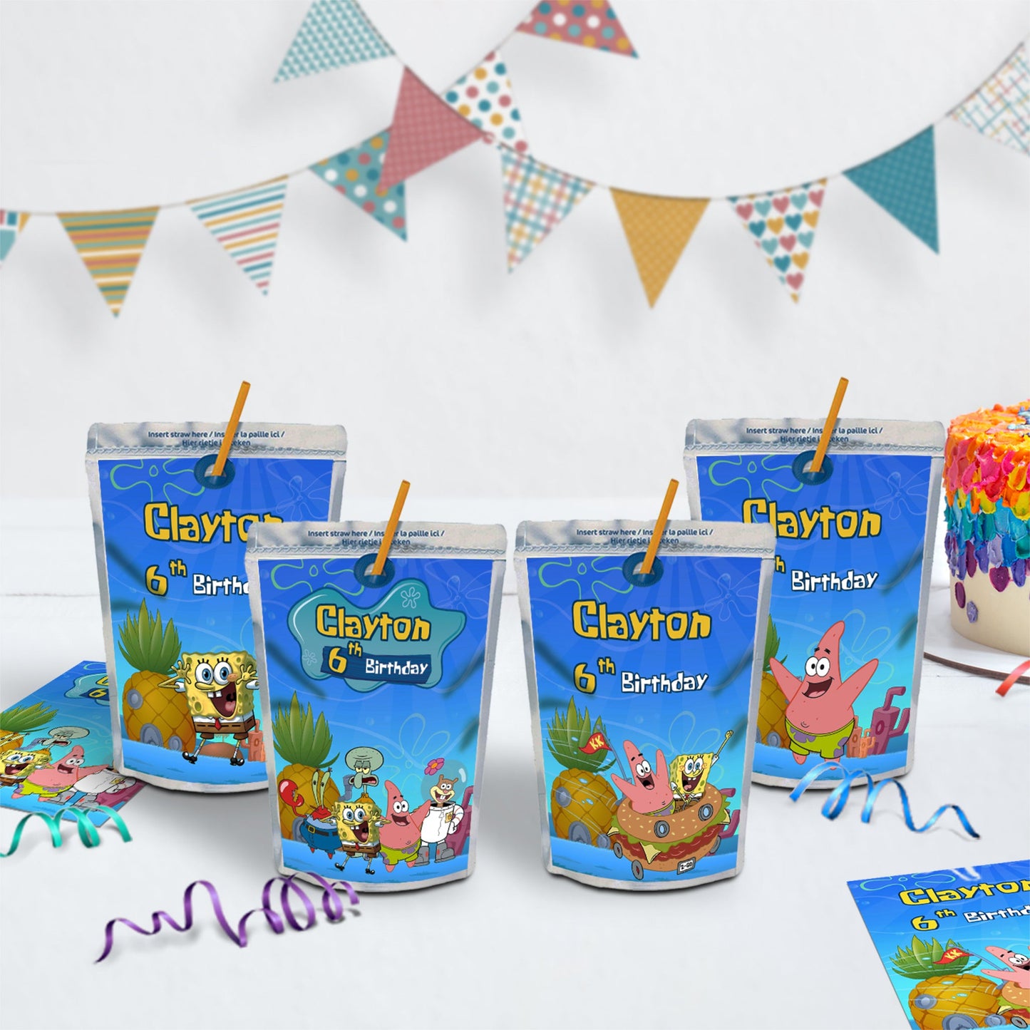 Spongebob SquarePants Birthday Decorations, Mr. Krabs Party Supplies, Patrick Star Themed, Spongebob Digital Template, Editable Spongebob Image SVG PNG