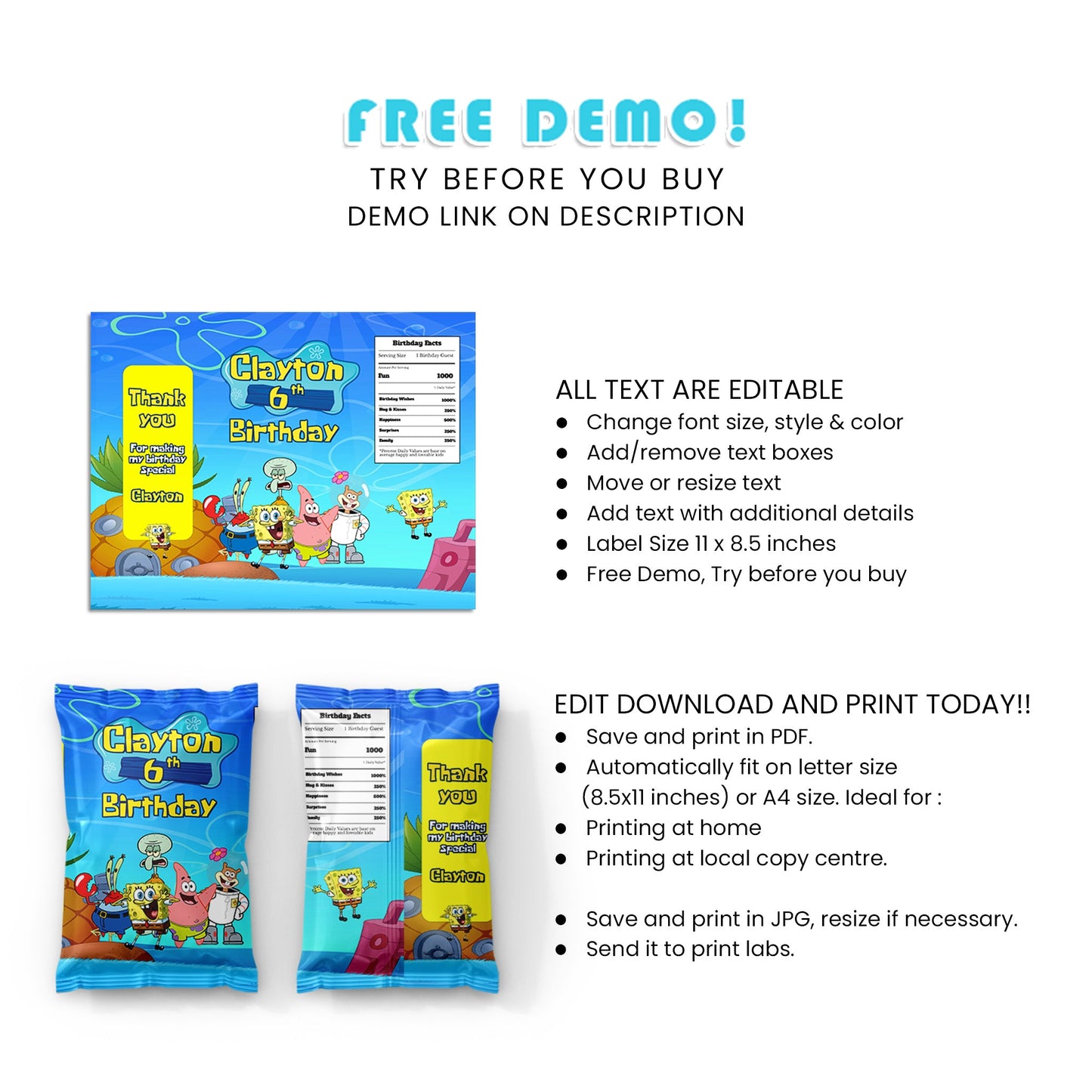 Add Fun to Your Snacks with Spongebob Chips Bag Label