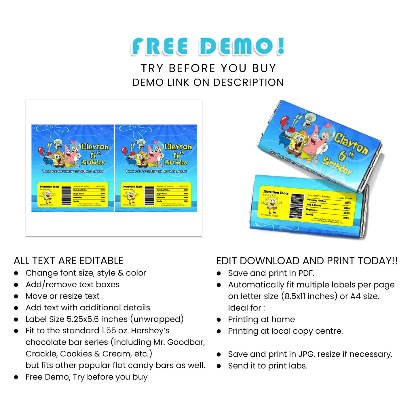 Make Your Chocolates Stand Out with Spongebob Chocolate Label