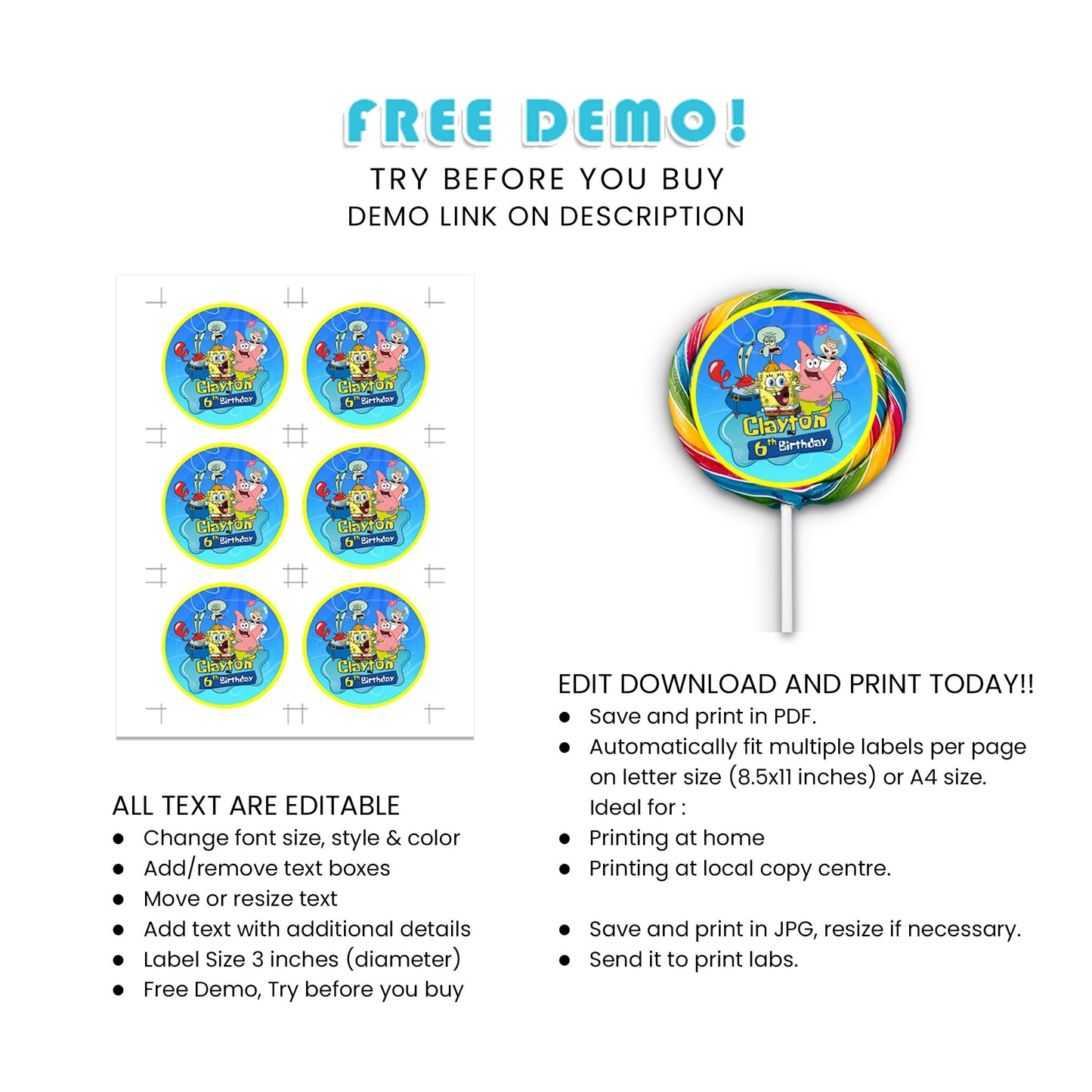Make Your Lollipops Stand Out with Spongebob Lollipop Label
