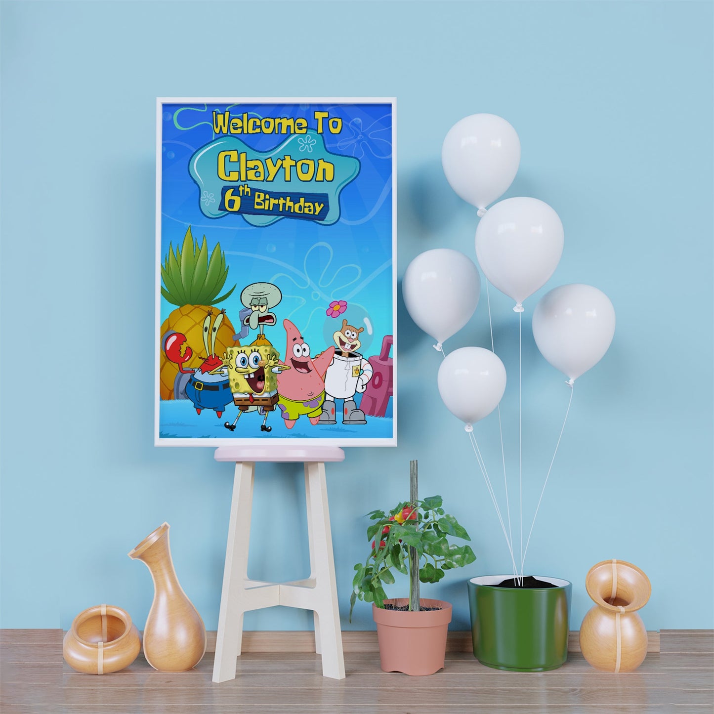 Spongebob SquarePants Birthday Decorations, Mr. Krabs Party Supplies, Patrick Star Themed, Spongebob Digital Template, Editable Spongebob Image SVG PNG