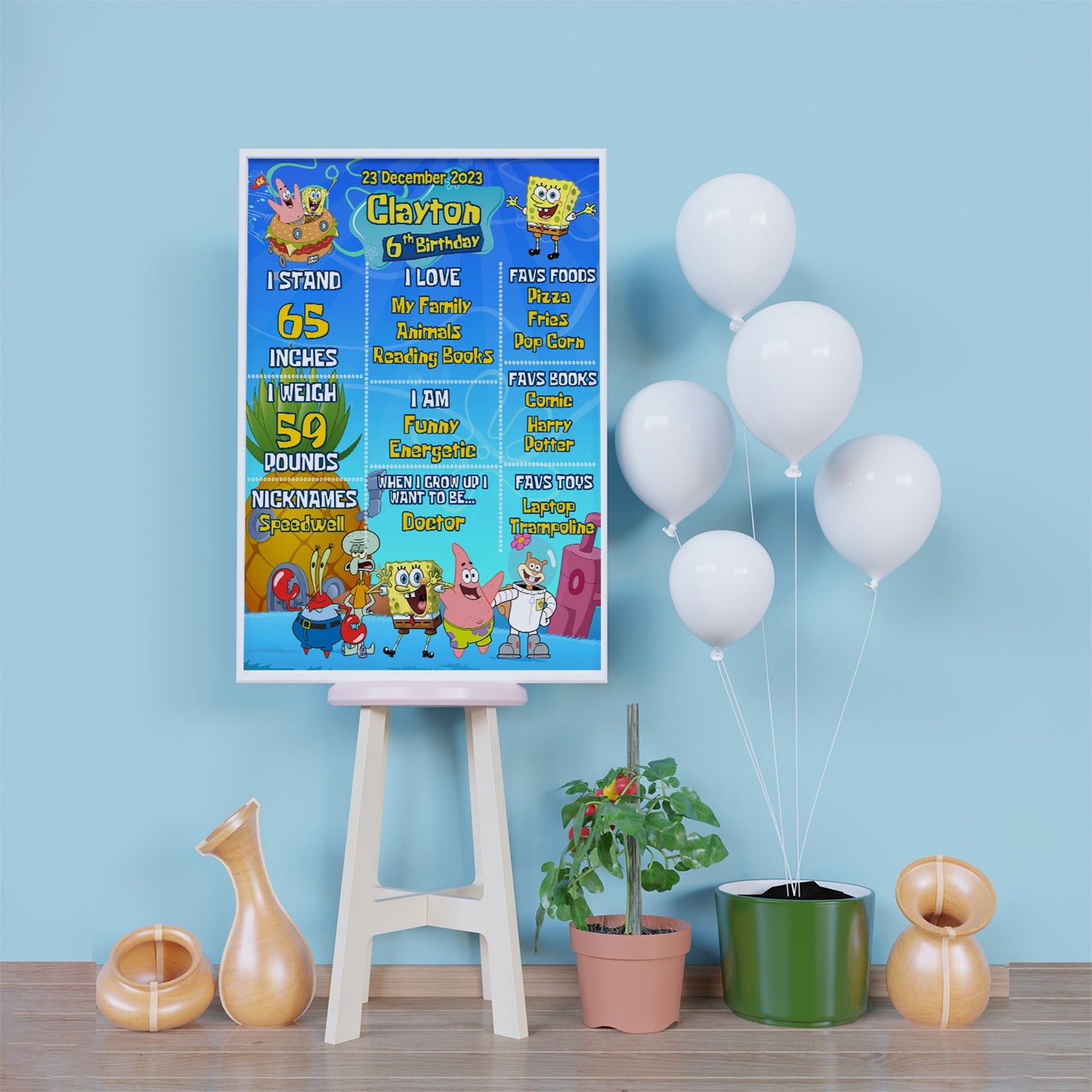 Spongebob SquarePants Birthday Decorations, Mr. Krabs Party Supplies, Patrick Star Themed, Spongebob Digital Template, Editable Spongebob Image SVG PNG