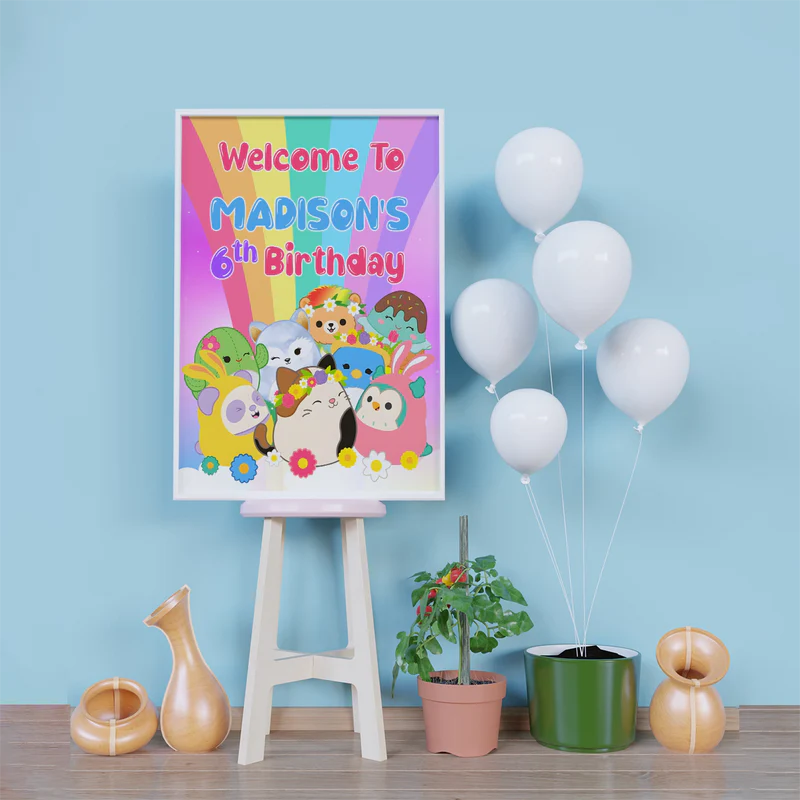 Squishmallows Birthday Decorations, Squishmallows Party Supplies, Squishmallows Themed, Squishmallows Digital Template, Editable Squishmallows Image SVG PNG