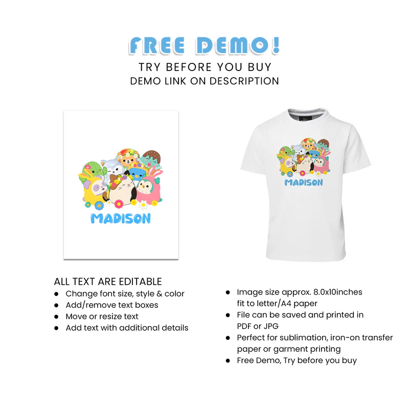 Squishmallows Sublimation T-Shirt