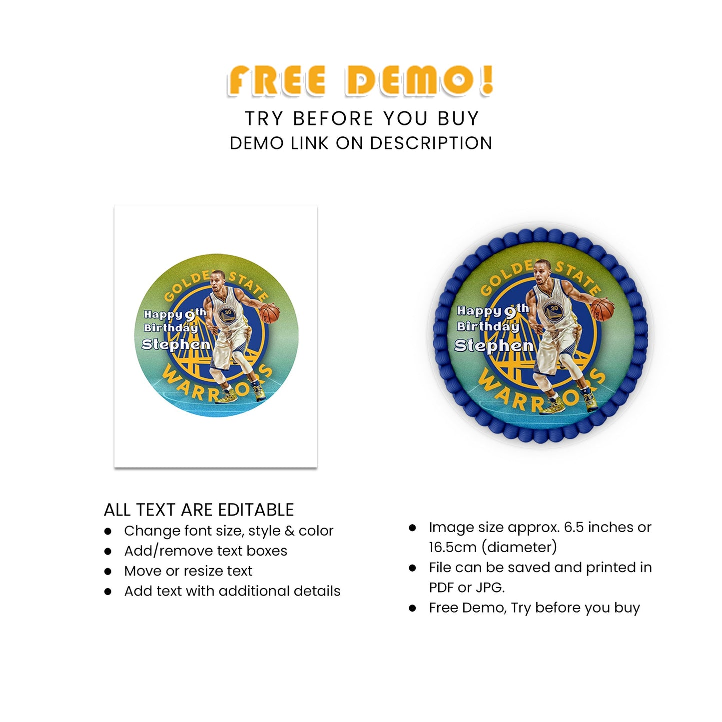 Stephen Curry Personalized Icing Sheet Cake Images - Ideal for Basketball Themed Celebrations