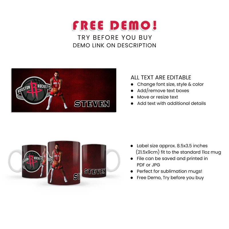 Steven Adams sublimation mug with bold full-color design and custom name