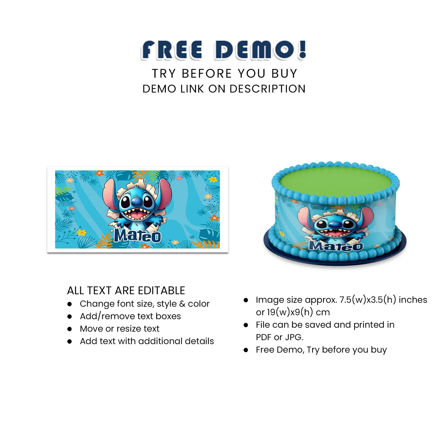 Stitch Personalized Cake Strips