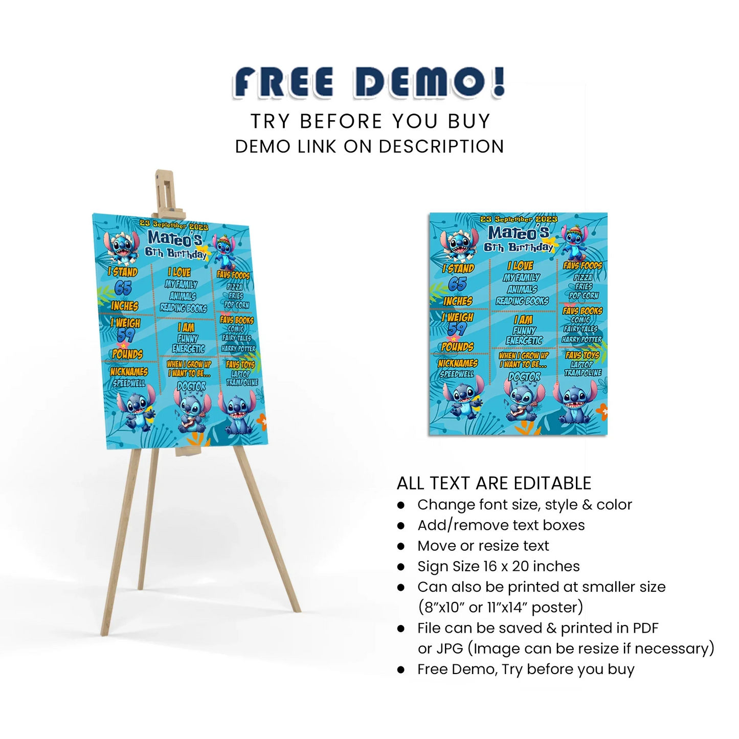 Stitch Personalized Milestone Poster