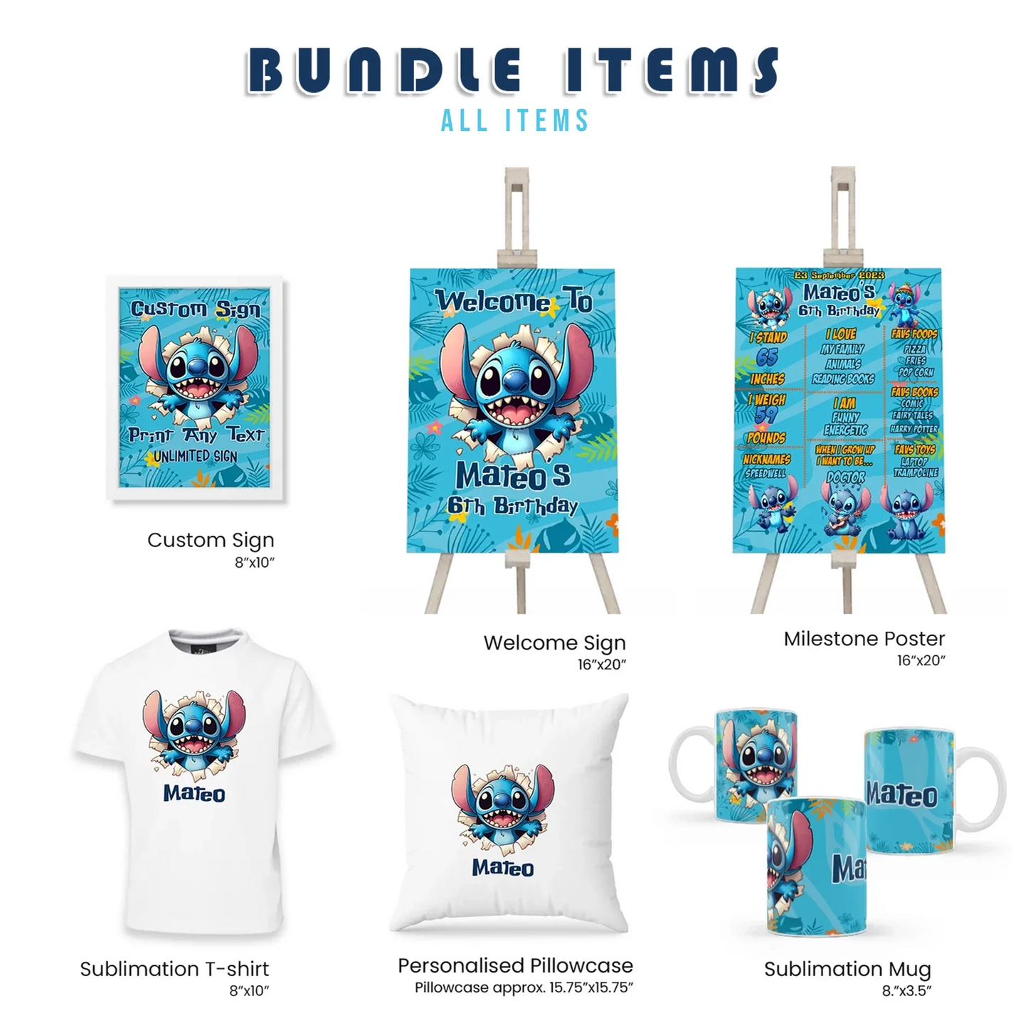 Stitch Personalized Digital Template Party Pack Bundle