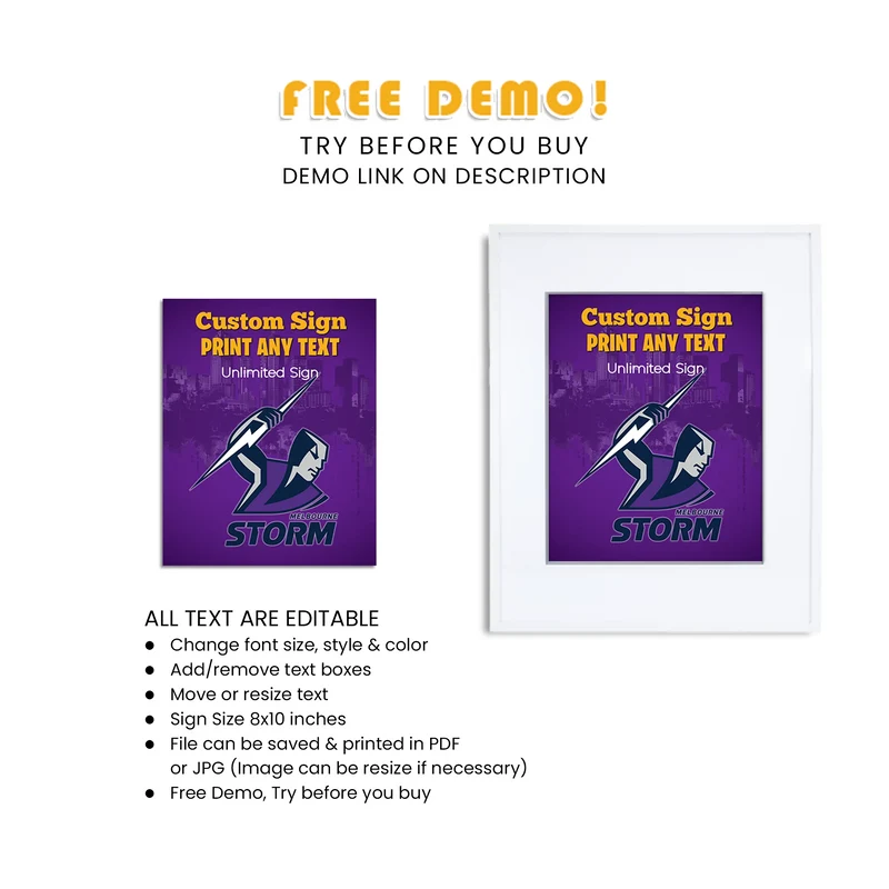 Melbourne Storm Custom Sign Printable Digital Download