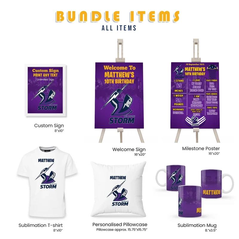Melbourne Storm Personalized Party Pack Bundle Printable Digital Download