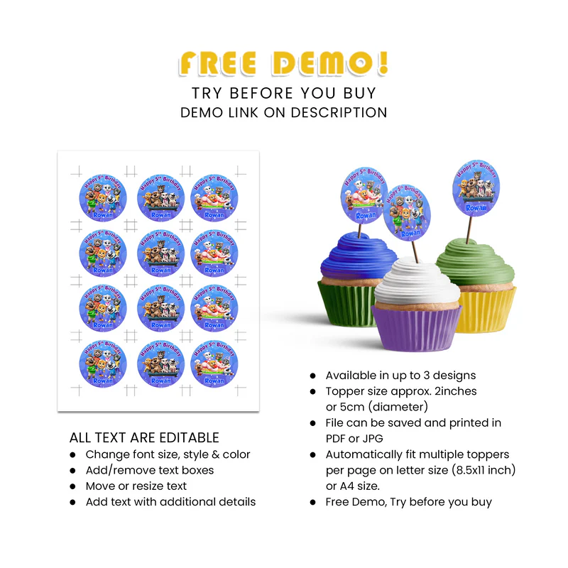 Best Talking Tom Personalized Cupcakes Toppers