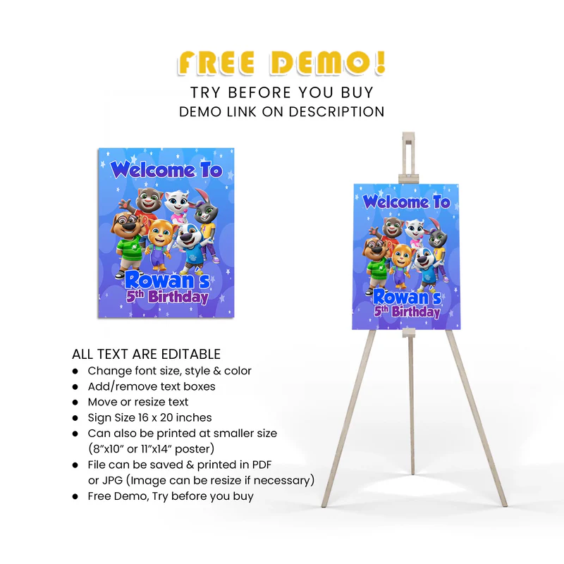 Custom Talking Tom Welcome Sign Digital Download