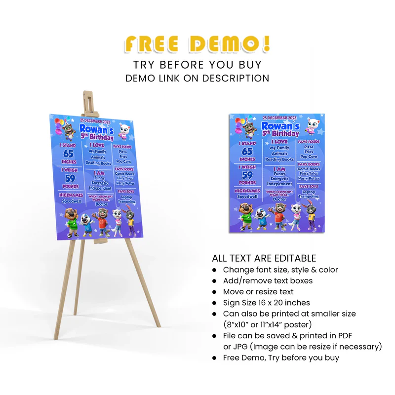Best Talking Tom Milestone Poster Printable
