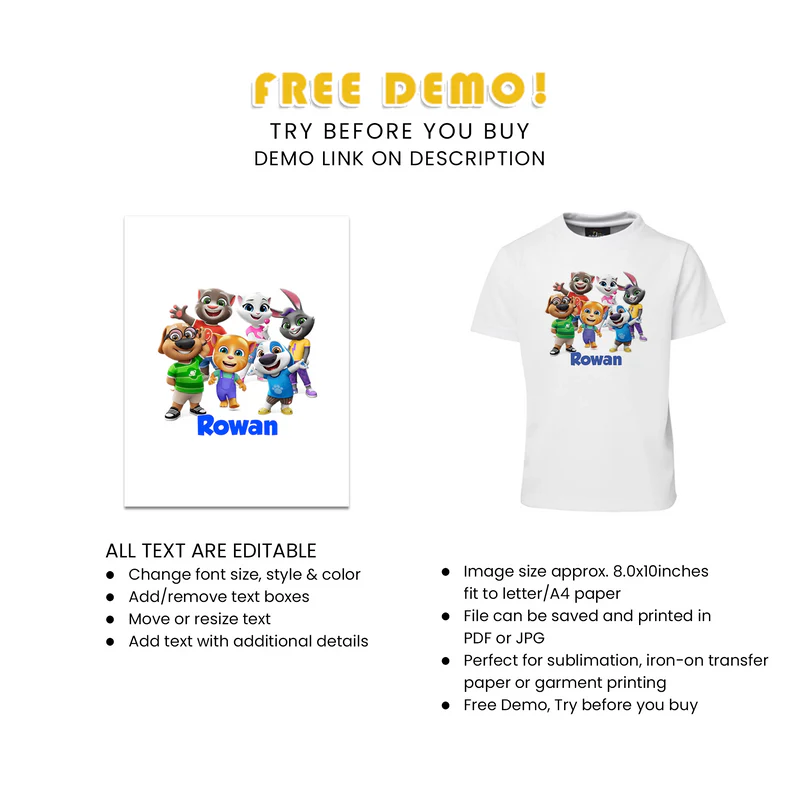 Best Talking Tom Sublimation T-Shirt Custom Apparel